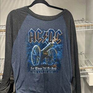 AC/DC Blue & Charcoal Raglan Long-Sleeve Cannon Graphic Shirt
